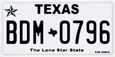 TX license plate BDM0796