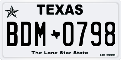 TX license plate BDM0798