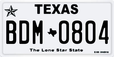 TX license plate BDM0804