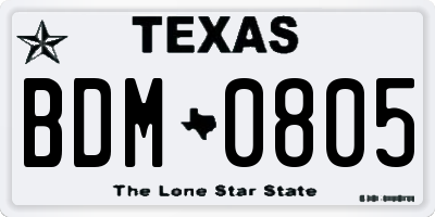 TX license plate BDM0805