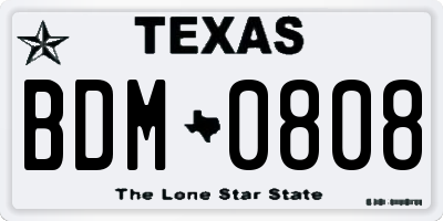 TX license plate BDM0808