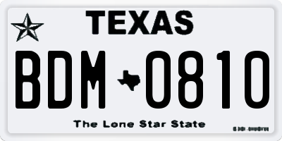 TX license plate BDM0810