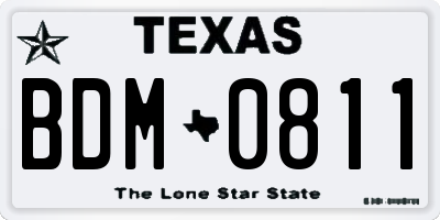 TX license plate BDM0811