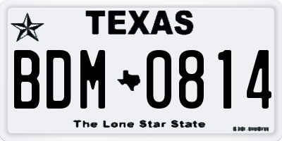 TX license plate BDM0814