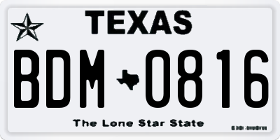 TX license plate BDM0816