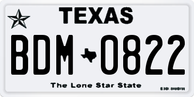 TX license plate BDM0822