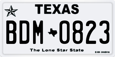 TX license plate BDM0823
