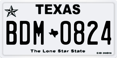 TX license plate BDM0824