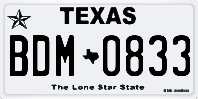TX license plate BDM0833