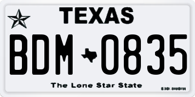 TX license plate BDM0835