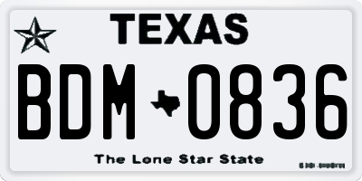 TX license plate BDM0836