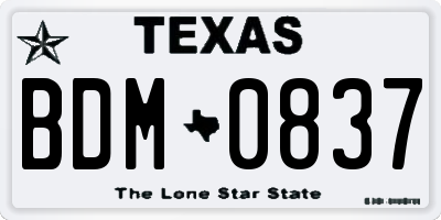 TX license plate BDM0837
