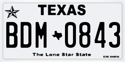 TX license plate BDM0843