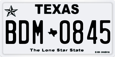 TX license plate BDM0845
