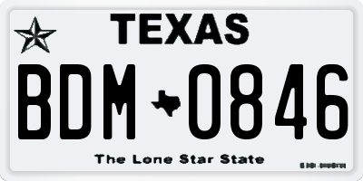 TX license plate BDM0846