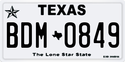 TX license plate BDM0849