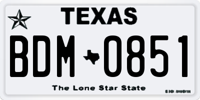 TX license plate BDM0851