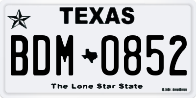 TX license plate BDM0852