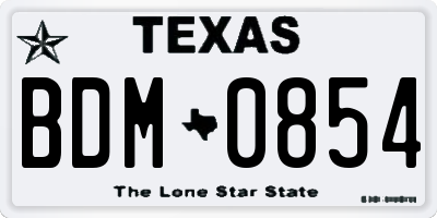 TX license plate BDM0854