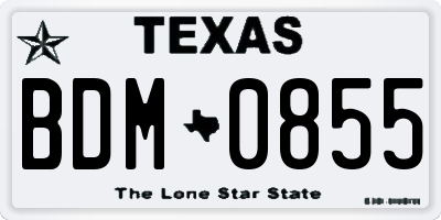 TX license plate BDM0855