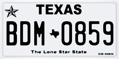 TX license plate BDM0859