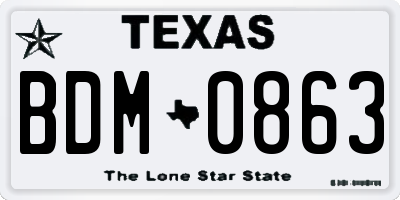 TX license plate BDM0863