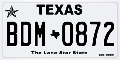 TX license plate BDM0872