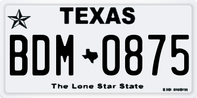 TX license plate BDM0875