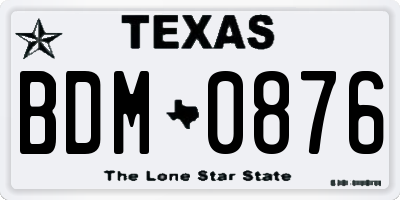 TX license plate BDM0876