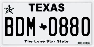 TX license plate BDM0880