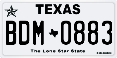 TX license plate BDM0883