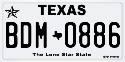 TX license plate BDM0886