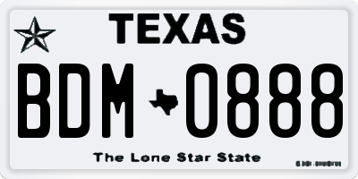 TX license plate BDM0888