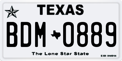 TX license plate BDM0889