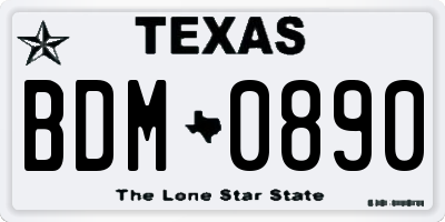 TX license plate BDM0890