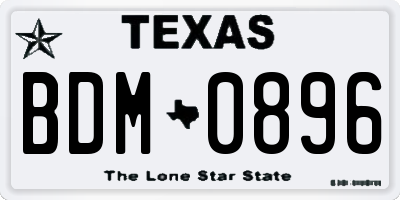 TX license plate BDM0896