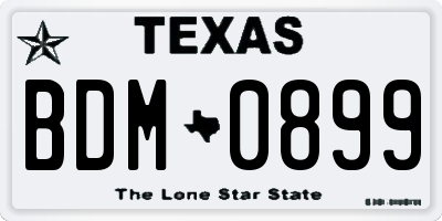 TX license plate BDM0899