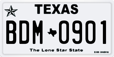 TX license plate BDM0901