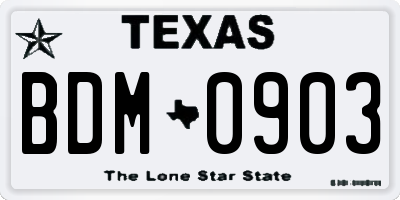 TX license plate BDM0903