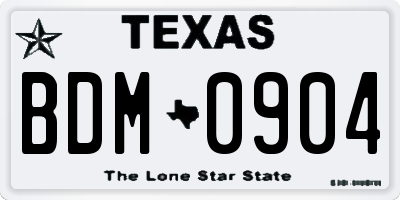 TX license plate BDM0904