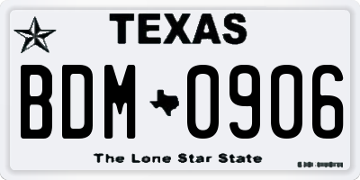 TX license plate BDM0906