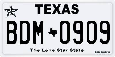 TX license plate BDM0909