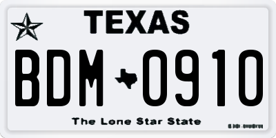 TX license plate BDM0910