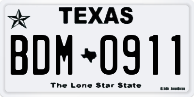 TX license plate BDM0911