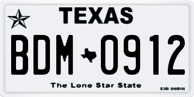 TX license plate BDM0912