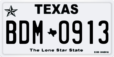 TX license plate BDM0913