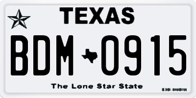 TX license plate BDM0915