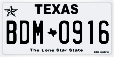 TX license plate BDM0916