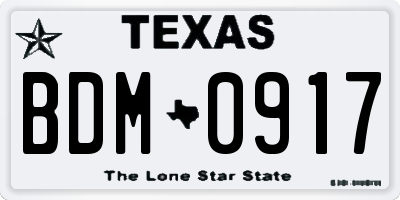 TX license plate BDM0917