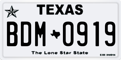 TX license plate BDM0919
